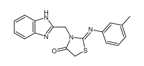 3-(1H-Benzoimidazol-2-ylmethyl)-2-[(Z)-m-tolylimino]-thiazolidin-4-one Structure