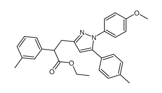 3-[1-(4-Methoxy-phenyl)-5-p-tolyl-1H-pyrazol-3-yl]-2-m-tolyl-propionic acid ethyl ester Structure