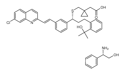 1-[[[(1R)-1-[3-[(1E)-2-(7-chloro-2-quinolinyl)ethenyl]phenyl]-3-[2-(1-hydroxy-1-methylethyl)phenyl]propyl]sulfanyl]methyl]cyclopropaneacetic acid L-(+)-α-phenylglycinol salt结构式