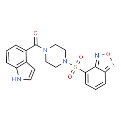 [4-(2,1,3-benzoxadiazol-4-ylsulfonyl)piperazin-1-yl](1H-indol-4-yl)methanone结构式