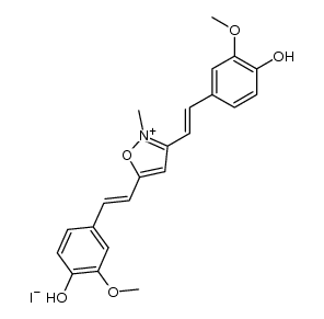 3,5-bis-(4-hydroxy-3-methoxy-trans-styryl)-2-methyl-isoxazolium, iodide Structure