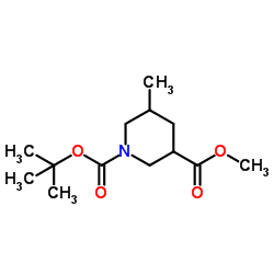 1-叔丁基 3-甲基 5-甲基哌啶-1,3-二羧酸酯结构式