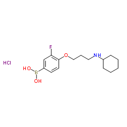 (4-(3-(cyclohexylamino)propoxy)-3-fluorophenyl)boronic acid hydrochloride structure