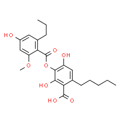 2,4-Dihydroxy-3-(2-methoxy-4-hydroxy-6-propylbenzoyloxy)-6-pentylbenzoic acid structure