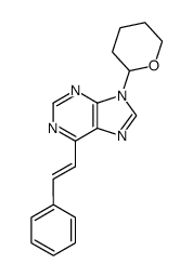 (E)-6-(2-phenylethenyl)-9-(tetrahydro-2H-pyran-2-yl)-9H-purine Structure