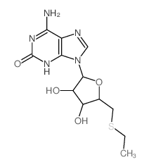 6-amino-9-[5-(ethylsulfanylmethyl)-3,4-dihydroxy-oxolan-2-yl]-1H-purin-2-one structure
