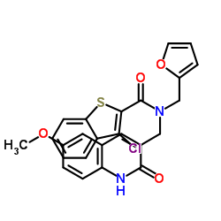 Benzo[b]thiophene-2-carboxamide, 3-chloro-N-[(1,2-dihydro-6-methoxy-2-oxo-3-quinolinyl)methyl]-N-(2-furanylmethyl)- (9CI) Structure