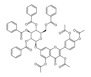 3,3',4',5-tetra-O-acetylquercetin 7-O-2'',3'',4'',6''-tetra-O-benzoyl-β-D-glucopyranoside结构式