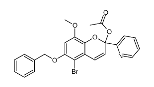 2-acetoxy-6-benzyloxy-5-bromo-8-methoxy-2-pyridin-2-yl-2H-chromene结构式