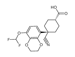 cis-4-Cyano-4-(8-difluoromethoxy-1,4-benzodioxan-5-yl)cyclohexanecarboxylic acid Structure