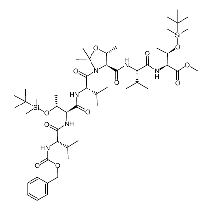 Z-Val-Thr(TBS)-Val-Thr(ψMe,Mepro)-Val-Thr(TBS)-OMe结构式