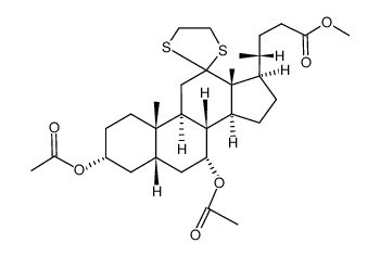3α,7α-diacetoxy-12,12-ethanediyldimercapto-5β-cholan-24-oic acid methyl ester结构式