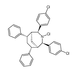 rel-(1R,2R,4S,5S,6S,8R)-3-Chlor-2,4-bis(4-chlorphenyl)-6,8-diphenyl-3-azabicyclo<3.3.1>nonan结构式
