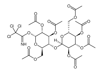 α-D-Glucopyranose, 4-O-(2,3,4,6-tetra-O-acetyl-α-D-glucopyranosyl)-, 2,3,6-triacetate 1-(2,2,2-trichloroethanimidate) Structure