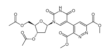 3',5'-di-O-acetyl-5-(3,6-dicarbomethoxypyridazin-4-yl)-2'-deoxyuridine结构式