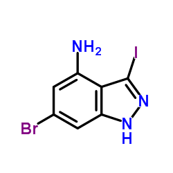 6-Bromo-3-iodo-1H-indazol-4-amine结构式