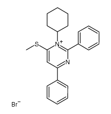 1-cyclohexyl-6-(methylthio)-2,4-diphenylpyrimidin-1-ium bromide结构式
