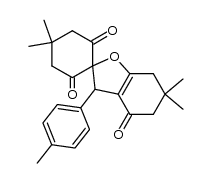 4’,4’,6,6-tetramethyl-3-(p-tolyl)-6,7-dihydro-3H-spiro[benzofuran-2,1’-cyclohexane]-2’,4,6’(5H)-trione结构式