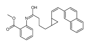 methyl 2-[4-[(1R,2R)-2-[(E)-2-naphthalen-2-ylethenyl]cyclopropyl]butanoylamino]benzoate Structure