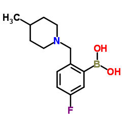 (5-Fluoro-2-((4-methylpiperidin- 1-yl)methyl)phenyl)boronic acid structure