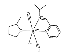 [Ru(Me)(2-methyltetrahydrofuran)(CO)2(pyridine-2-carbaldehyde-N-isopropylimine)](1+) Structure