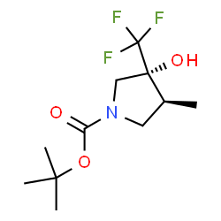 (3R,4S)-叔-丁基 3-羟基-4-甲基-3-(三氟甲基)吡咯烷-1-甲酸基酯结构式