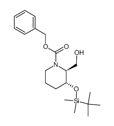 benzyl (2S,3R)-3-((tert-butyldimethylsilyl)oxy)-2-(hydroxymethyl)piperidine-1-carboxylate结构式