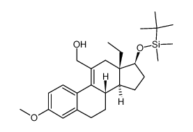 17β-(tert-butyldimethylsiloxy)-13-ethyl-11-(hydroxymethyl)-3-methoxygona-1,3,5(10),9(11)-tetraene结构式