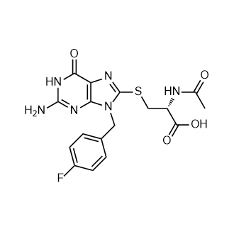 N-乙酰基-S-(2-氨基-9-(4-氟苄基)-6-氧代-6,9-二氢-1H-嘌呤-8-基)-L-半胱氨酸结构式