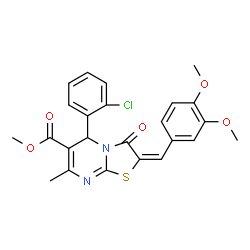 methyl 5-(2-chlorophenyl)-2-(3,4-dimethoxybenzylidene)-7-methyl-3-oxo-2,3-dihydro-5H-[1,3]thiazolo[3,2-a]pyrimidine-6-carboxylate结构式