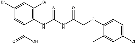 3,5-dibromo-2-[[[[(4-chloro-2-methylphenoxy)acetyl]amino]thioxomethyl]amino]-benzoic acid structure