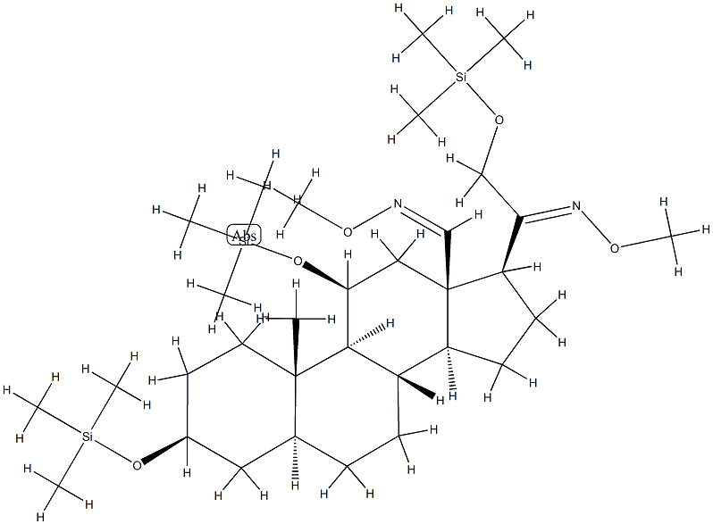 20-(Methoxyimino)-3β,11β,21-tris(trimethylsiloxy)-5α-pregnan-18-al O-methyl oxime Structure