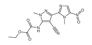 [4-cyano-2-methyl-5-(1-methyl-5-nitro-1H-imidazol-2-yl)-2H-pyrazol-3-yl]-oxalamic acid ethyl ester结构式