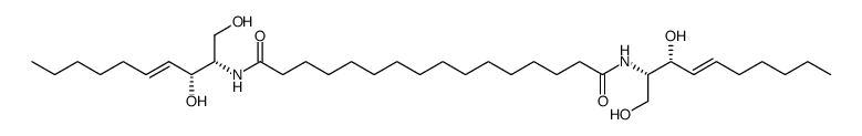 Hexadecanedioic acid bis-[((E)-(1S,2R)-2-hydroxy-1-hydroxymethyl-non-3-enyl)-amide]结构式