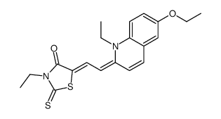 5-[(6-ethoxy-1-ethyl-(1H)-quinolin-2-ylidene)ethylidene]-3-ethyl-2-thioxothiazolidin-4-one结构式