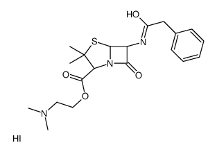 2-(dimethylamino)ethyl (2S,5R,6R)-3,3-dimethyl-7-oxo-6-[(2-phenylacetyl)amino]-4-thia-1-azabicyclo[3.2.0]heptane-2-carboxylate,hydroiodide结构式