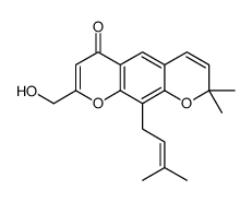 8-(hydroxymethyl)-2,2-dimethyl-10-(3-methylbut-2-enyl)pyrano[3,2-g]chromen-6-one结构式