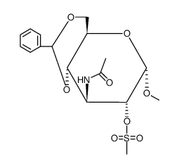 methyl 3-acetamido-4,6-O-benzylidene-3-deoxy-2-O-mesyl-α-D-glucopyranoside结构式