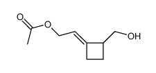 acetic acid (E)-2-(2-hydroxymethyl-cyclobutylidene)-ethyl ester Structure