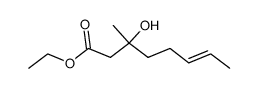 (+-)-3-hydroxy-3-methyl-oct-6t-enoic acid ethyl ester结构式