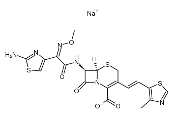 7-[(Z)-2-(2-Aminothiazol-4-yl)-2-methoxyiminoacetamido]-3(E)-(4-methylthiazol-5-yl)vinyl-3-cephem-4-carboxylic acid sodium salt结构式