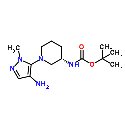 2-Methyl-2-propanyl [(3S)-1-(4-amino-1-methyl-1H-pyrazol-5-yl)-3-piperidinyl]carbamate Structure