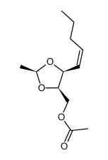 Acetic acid (2S,4R,5S)-2-methyl-5-((Z)-pent-1-enyl)-[1,3]dioxolan-4-ylmethyl ester结构式