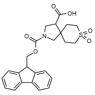 2-(((9H-Fluoren-9-yl)methoxy)carbonyl)-8-thia-2-azaspiro[4.5]decane-4-carboxylic acid 8,8-dioxide structure
