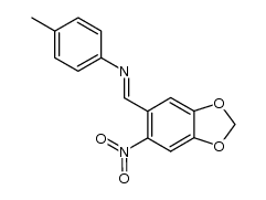 4-methyl-N-[(1E)-(6-nitro-1,3-benzodioxol-5-yl)methylene]aniline Structure