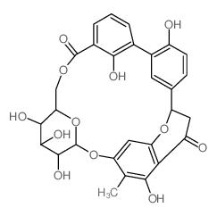 [1,1'-Biphenyl]-3-carboxylicacid, 5'-[7-(b-D-glucopyranosyloxy)-3,4-dihydro-5-hydroxy-6-methyl-4-oxo-2H-1-benzopyran-2-yl]-2,2'-dihydroxy-,intramol. 3,6'''-ester (9CI) Structure