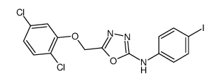 5-[(2,5-dichlorophenoxy)methyl]-N-(4-iodophenyl)-1,3,4-oxadiazol-2-amine结构式