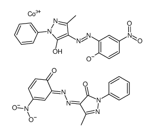 hydrogen bis[2,4-dihydro-4-[(2-hydroxy-5-nitrophenyl)azo]-5-methyl-2-phenyl-3H-pyrazol-3-onato(2-)]cobaltate(1-) structure