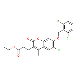 ethyl 3-[6-chloro-7-[(2-chloro-6-fluorophenyl)methoxy]-4-methyl-2-oxochromen-3-yl]propanoate structure