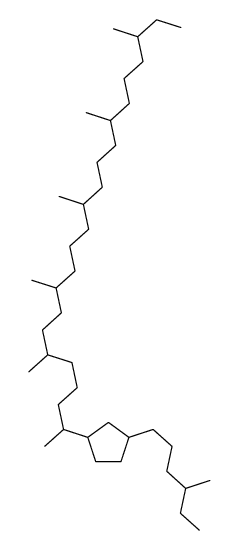 1-(4-methylhexyl)-3-(6,9,13,17,21-pentamethyltricosan-2-yl)cyclopentane结构式